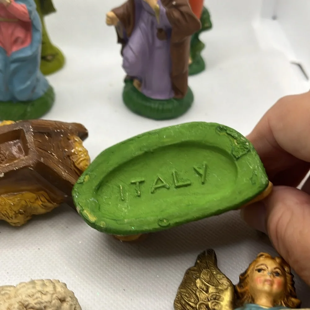 Vintage Italy Nativity Set 12 Piece chalkware holiday baby Jesus manger Christma